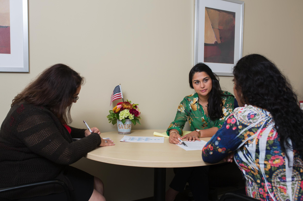 Himani having a meeting with client