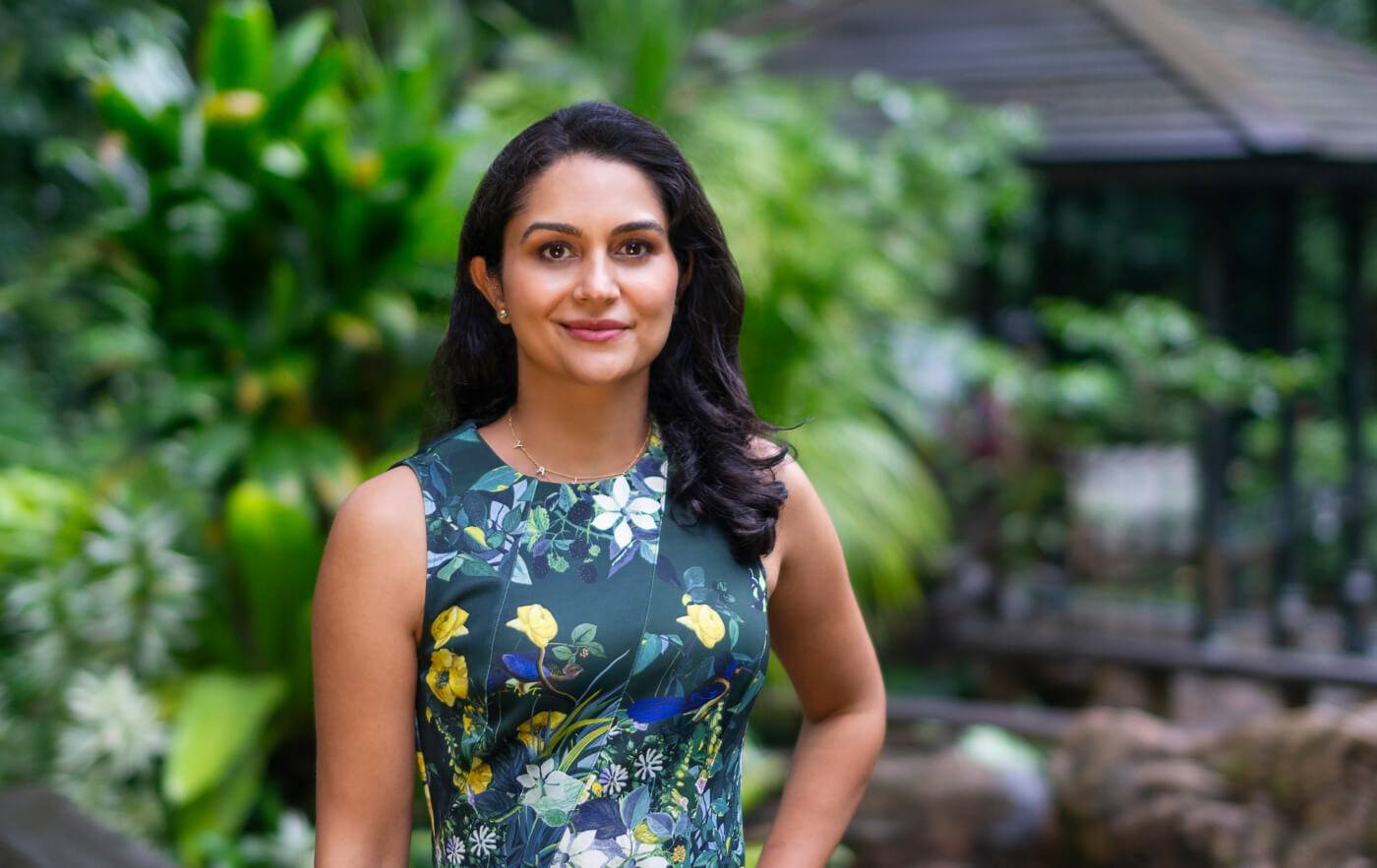 Himani in a green dress at the garden